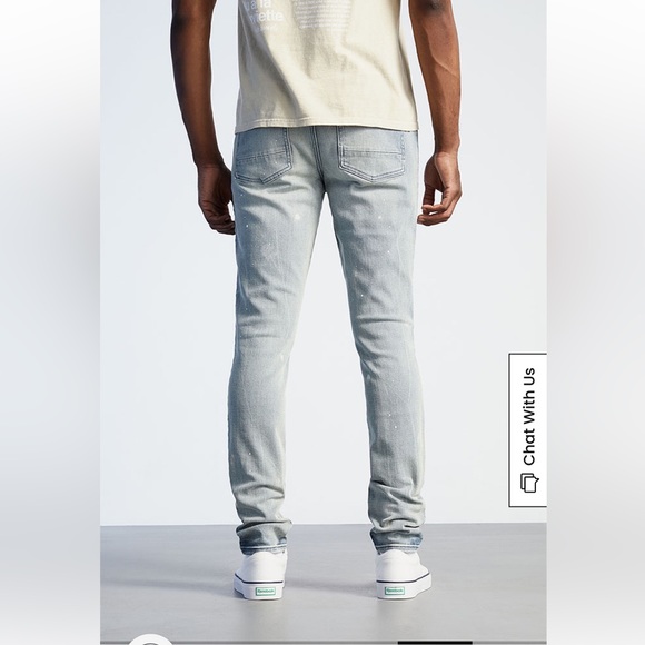PacSun Men’s Eco Light Wash Painted Stacked Skinny Comfort Stretch Jeans - Picture 2 of 10